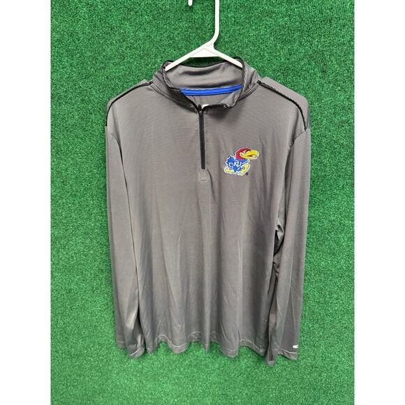 University of Kansas Gray & Blue Lightweight Golf Pullover Sweater Unisex Sz M - Picture 1 of 6